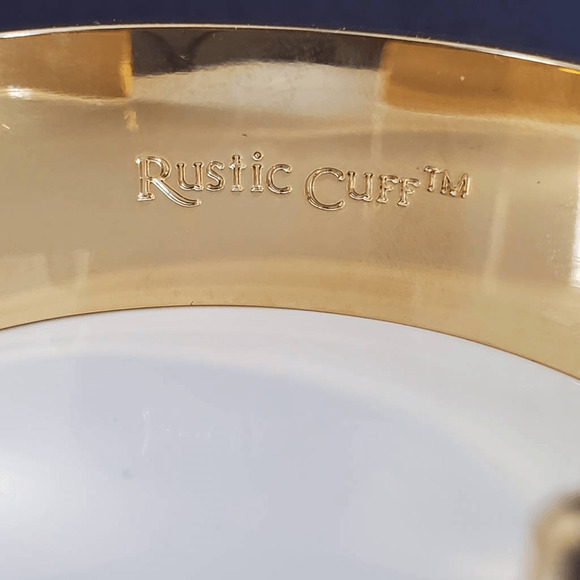 Rustic Cuff Bracelet Red Enamel Gold Tone Encouraging Inspiration Motivational - Picture 7 of 11